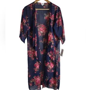 LuLaRoe Navy and Pink Floral Robe